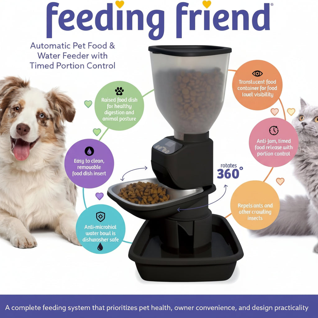 Smart Auto Pet Feeder & Water Station – Portion Control, Anti‑Jam, OLED Display