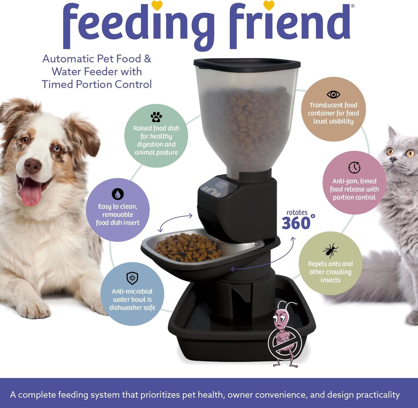 Smart Auto Pet Feeder & Water Station – Portion Control, Anti‑Jam, OLED Display