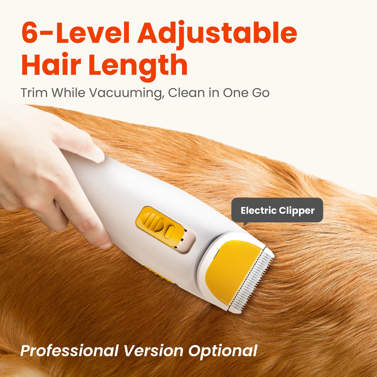 PUPPYOO 5-In-1 Dog Grooming Kit with 13000Pa Vacuum for Dogs & Cats, 1.5L Dust Cup, 4M Cord, Whisper-Quiet Operation, Adjustable Guard Combs, Hair Remover Roller